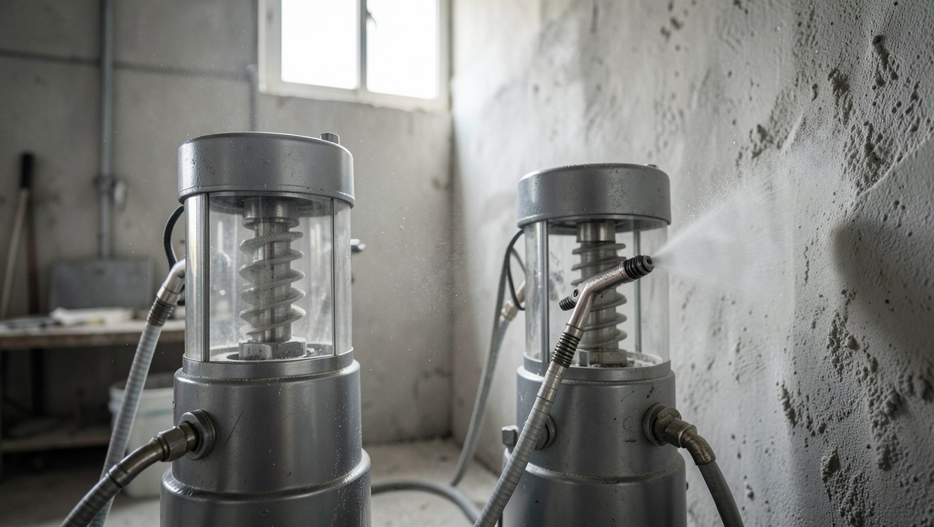 Porównanie sprężarek tłokowych i śrubowych do tynkowania natryskowego