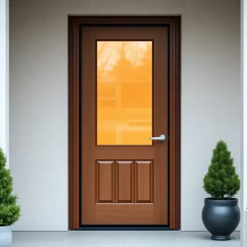 Drzwi zewnętrzne ocieplane z szybą