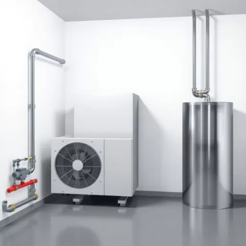 Kotłownia z pompą ciepła schemat