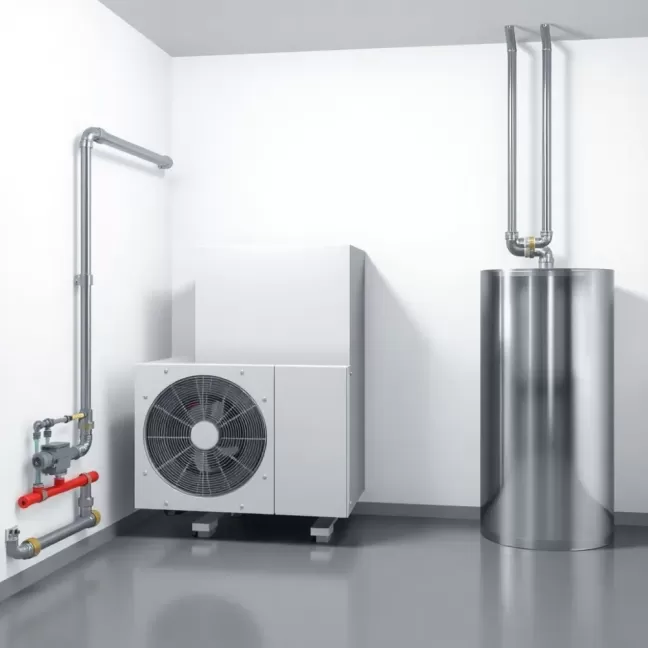 Kotłownia z pompą ciepła schemat