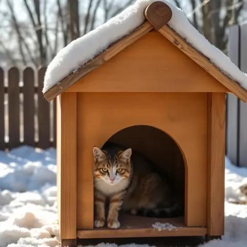 Ocieplana buda dla kota na zewnątrz