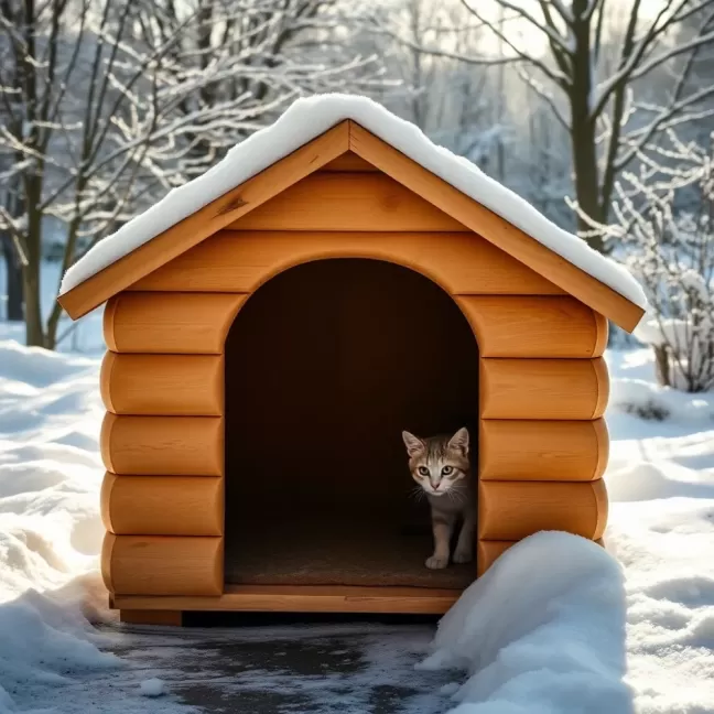 Ocieplana buda dla kota na zimę