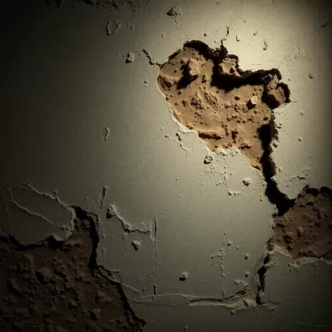 Odpadający tynk w piwnicy