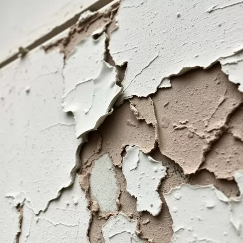 Odpadający tynk z elewacji
