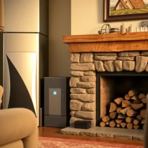 Ogrzewanie gazowe i kominek na drewno