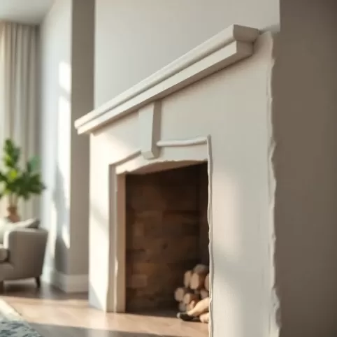 Tynk na kominek w salonie
