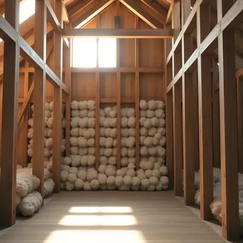 Układanie wełny w domu szkieletowym